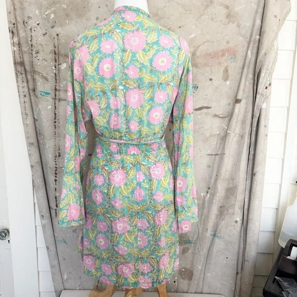 PajamaSutra Firoza Dressing Robe in Block Print Floral - Picture 6 of 6